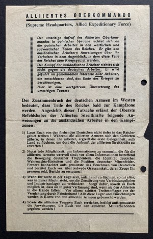 Workers. Leaflet for Polish workers in western and northwestern Germany.