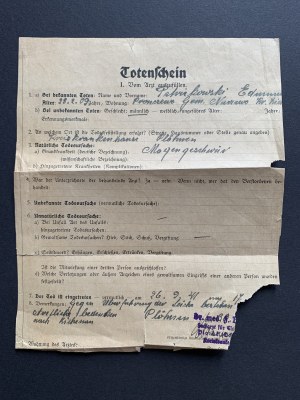[Zustimmungsgesetz] Totenschein [1941].