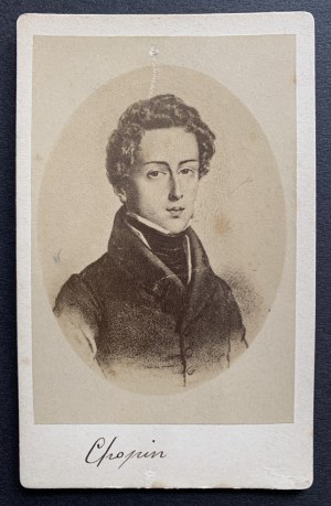 Kartonová fotografie - portrét Chopina.