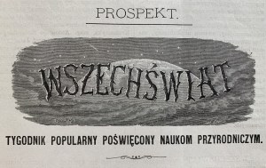 [PROSPEKT] UNIVERSUM. Eine populäre, den Naturwissenschaften gewidmete Wochenschrift. Warschau [1882].