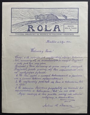 ROLA. A pictorial weekly for Sundays for instruction and entertainment] .LETTER-An enquiry addressed to friends-readers concerning the appearance and contents of the Pictorial Calendar of the Role for the Year ... [1913].