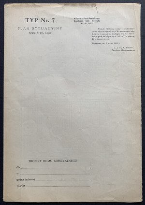 [MSW] NÁVRH obytného domu. Typ č. 7. Situační plán. Varšava [1935].