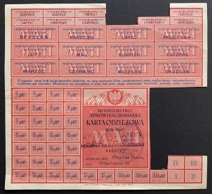 [FOOD CARD] and monthly coupons for food cards. Ministry of Provisions and Trade. Cracow [1947].