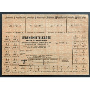 [FOOD CARD] Lebensmittelkarte for non-German adults and youth over 14 years of age. Warschau [1944].