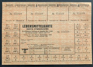 [FOOD CARD] Lebensmittelkarte pro dospělé a mládež starší 14 let, kteří nejsou Němci. Warschau [1944].