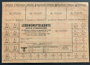[FOOD CARD] Lebensmittelkarte pre dospelých a mládež nad 14 rokov, ktorí nie sú Nemcami. Warschau [1944].
