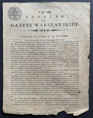 WARSAW NEWSPAPER. Supplement to No. 42 of May 26, 1795.