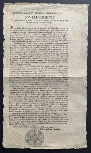 [WILNO/RADZIWIŁŁÓW] IL CORRIERE LITUANO. Supplemento al n. 41 del 18 febbraio 1819.