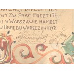 [POSTE POLONAISE / PIOTRKÓW TRYBUNALSKI / VARSOVIE] DIPL. Syndicat des employés des postes et télégraphes de la République de Pologne à Varsovie [1931].