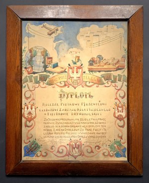 [POLISH POST OFFICE / PIOTRKÓW TRYBUNALSKI / WARSAW] DIPLOMA. Union of Post and Telegraph Employees of the Republic of Poland in Warsaw [1931].