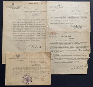 FRYCZ Karol - Zestaw dokumentów. Kraków [1946/56]