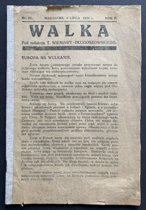 [WIENIAWA- DŁUGOSZOWSKI Tadeusz] WALKA Nr. 27. WARSAW 5 JULY 1925 г. YEAR II.