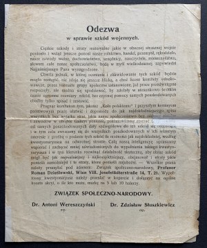 [GALICIA] Imprimé : Proclamation / Questionnaire sur les dommages de guerre [1918].