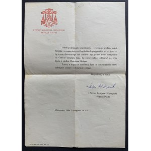 [Letter] STEFAN KARDYNAŁ WYSZYŃSKI. PRYMAS POLSKI. Warsaw [1979].