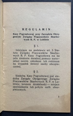 [LUBLIN] PREDPISY O POHREBNOM FONDE [1936].