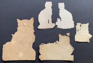 [Mačky] Sada obrázkov na pozadí. 5 kusov. Nemecko [19. stor.].