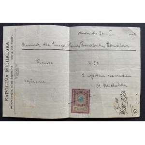 KRAKOW. Receipt for a wreath from the Karolina Michalska company [1896].