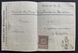 KRAKOW. Receipt for a wreath from the Karolina Michalska company [1896].