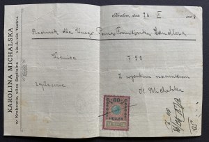 KRAKOV. Potvrdenie o kúpe venca od firmy Karolina Michalska [1896].