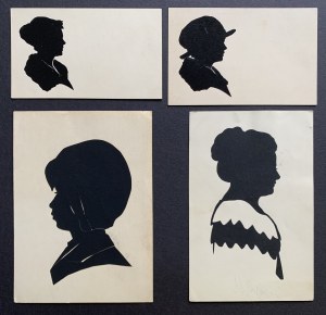 Set of 4 postcards - silhouette portraits [before 1939].