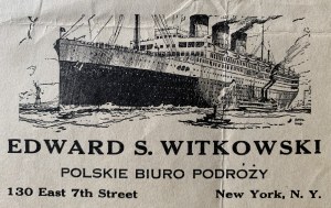 [NOWY JORK] Korespondencja handlowa EDWARD S. WITKOWSKI - POLSKIE BIURO PODROZY. New York [1930]