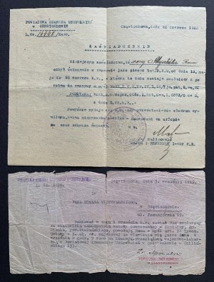 CZĘSTOCHOWA. Two correspondences from the District Supplementary Command [1919-1923].
