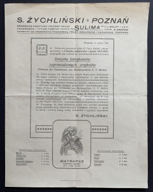 [POZNAŃ] Advertising printout of the company S.ŻYCHLIŃSI - Factory of cigarettes and titles 