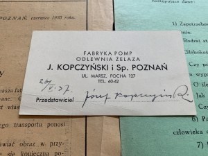 [POZNAŃ] Zestaw korespondencji handlowej firmy J. KOPCZYŃSKI I SP. - FABRYKA POMP - ODLEWNIA ŻELAZA. [1934/35]