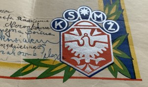 [POZNAŃ] Ozdobný telegram s přáním. Sdružení katolické ženské mládeže. [1939]