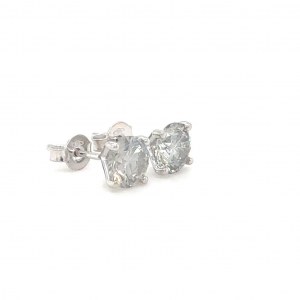 BOUCLES D'OREILLES OR BLANC 1.31 GR DIAMANT - ER31205