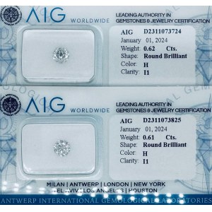 2 DIAMANTY 1,23 CTS CTS H - ČÍROSŤ I1 - C31222-5+C31222-6