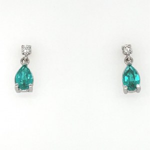 BOUCLES D'OREILLES EN OR 1.73 GR AVEC TOURMALINE DE CULTURE ET DIAMANTS - ER10804