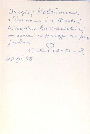PIECHAL- WIERSZE numero 1. Dedica dell'autore a Wanda Karczewska.