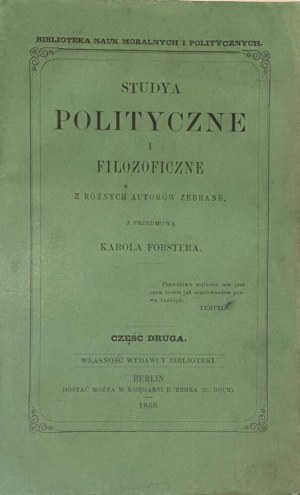 POLITICKÉ A FILOZOFICKÉ ŠTÚDIE 2. časť vyd. 1866