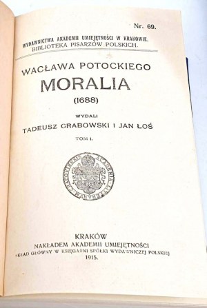 POTOCKI - MORALIA. Vol. 1-3, Cracovie 1915-1918