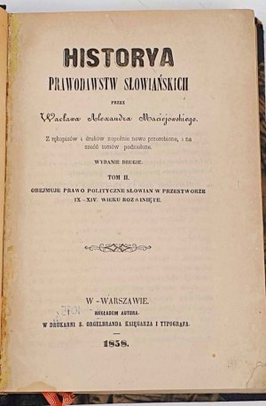 MACIEJOWSKI - STORIA DELLE LEGGI SCHIAVISTICHE vol. 2