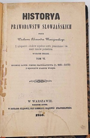 MACIEJOWSKI - HISTOIRE DES LOIS SUR L'ESCLAVAGE vol. 6