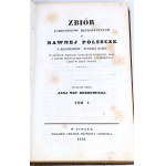 NIEMCEWICZ - Zbiór PAMIĘTNIKÓW HISTORYCZNYCH O DAWNEJ POLSZCZE 1838 vol. 1-4 Reliure non signée d'Antoni Oehl