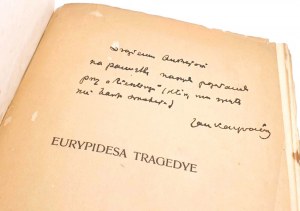 EURYPIDES TRAGEDYE vols. 1-3 [complete in 3 vols.] Dedication by Jan Kasprowicz!