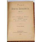 SIENKIEWICZ - PISMA HENRYKA SIENKIEWICZA 4wol. 1883, oprawa M.H. Szeinfeld, Introligator w Sieradzu.