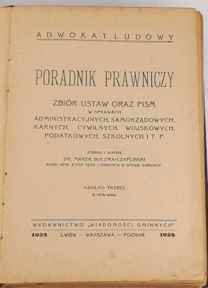 BUCHMA-CZAPLIŃSKI - PORADNIK PRAWNICZY wyd. 1928 OPRAWA
