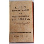 SUROWIECKI- LETTRE DE LA PROVINCE À LA PHILOSOPHIE DE GUERRE Vilnius 1817 [Franc-maçonnerie].