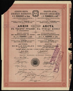 Polska, akcja na 1.000 rubli, 1910, Łódź