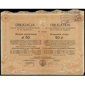 République de Pologne (1918-1939), emprunt convertible à 6 % pour 50 zlotys, 25.09.1926, Varsovie