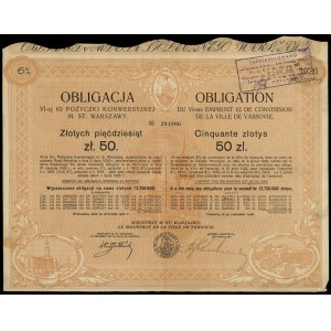 Republic of Poland (1918-1939), 6% conversion loan bond for 50 zlotys, 25.09.1926, Warsaw