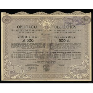 République de Pologne (1918-1939), emprunt convertible à 6 % pour 500 zlotys, 25.09.1926, Varsovie