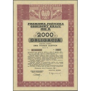 Postwar Poland (1944-1952), bond of registered value 2,000 zlotys, 15.04.1946