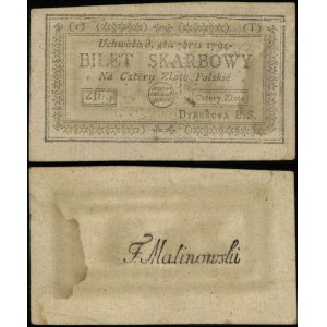 Pologne, 4 zlotys polonais, 4.09.1794