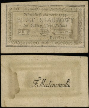 Pologne, 4 zlotys polonais, 4.09.1794