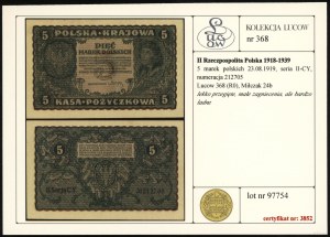 Poland, 5 Polish marks, 23.08.1919